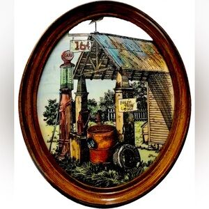 Rare Genuine Marvetti Cultured Ivory Engraving Framed Art Farm House Decor Gulf